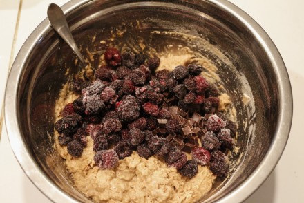 Gâteau choco-orange-framboises noires