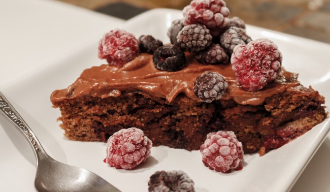 Gâteau choco-orange-framboises noires